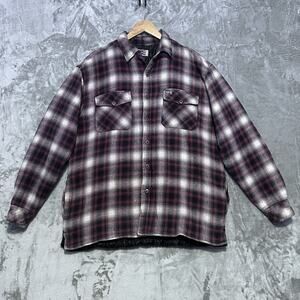 Vintage Phat Farm Plaid Chore Jacket Mens Sz L Purple Quilted Oversized Shacket